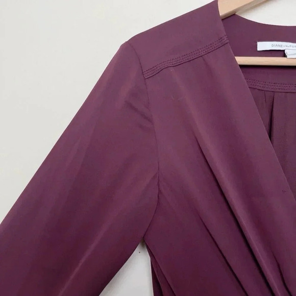 Diane Von Furstenberg  Womens 2 Dora Silk Wrap Dress Plum Color - Picture 5 of 13